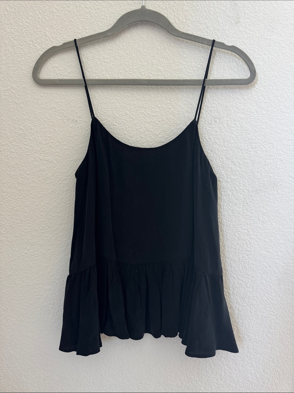 H&M Black Ruffle-Hem Spaghetti Strap Camisole